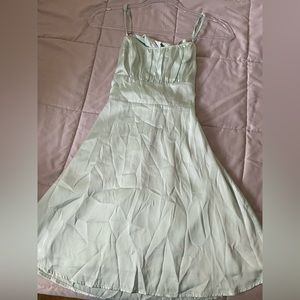 Sage Green Satin Mini Dress, XS